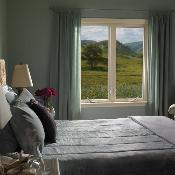 Energy-efficient white vinyl window installation